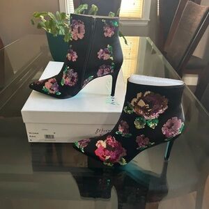 Zara Black Heels with Colorful Floral Design